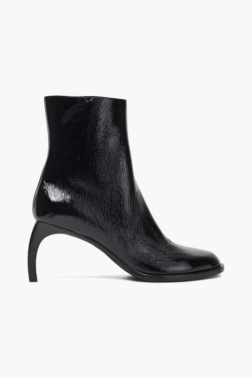 crinkle patent leather boots