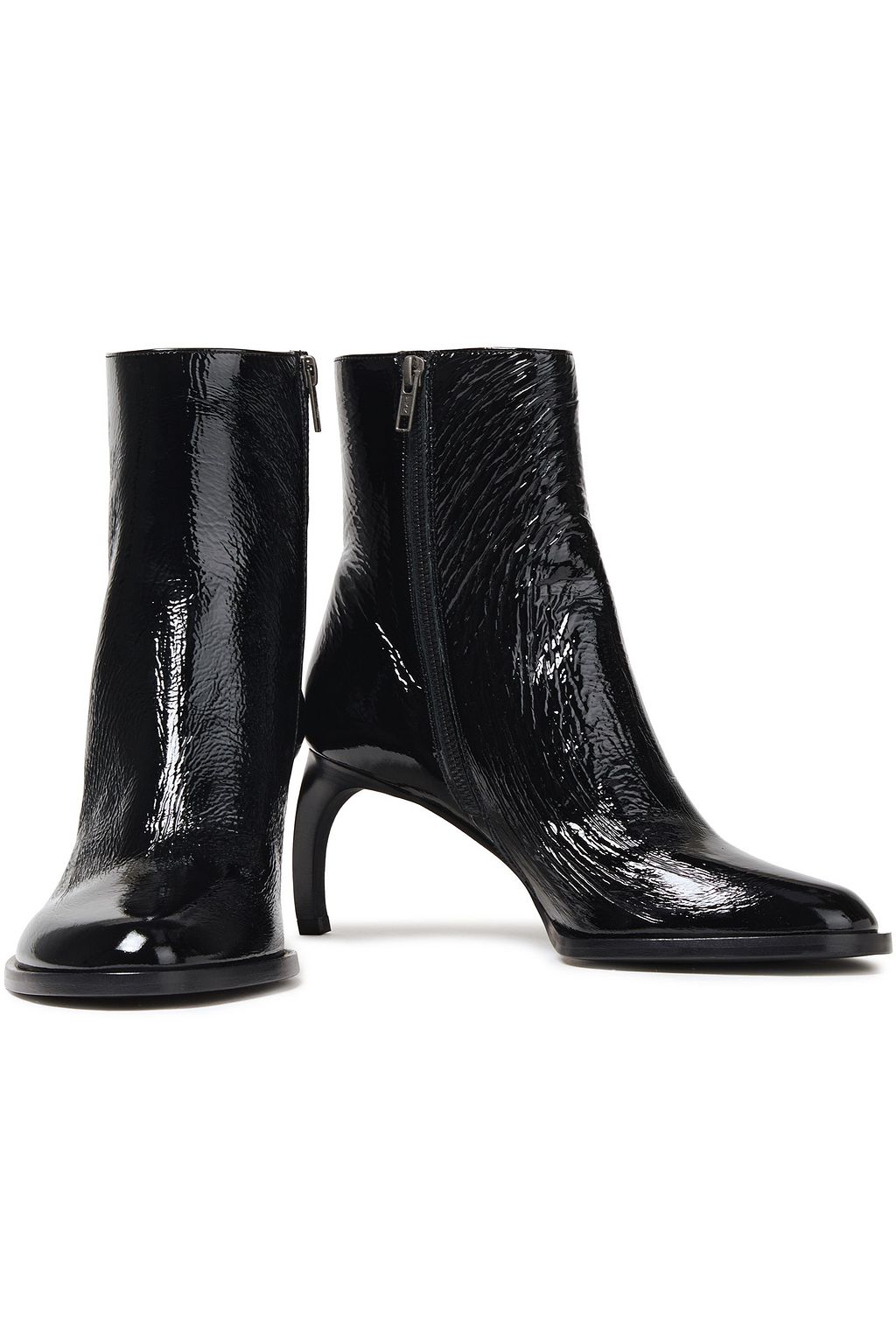 ANN DEMEULEMEESTER しわ加工パテントレザー アンクルブーツ