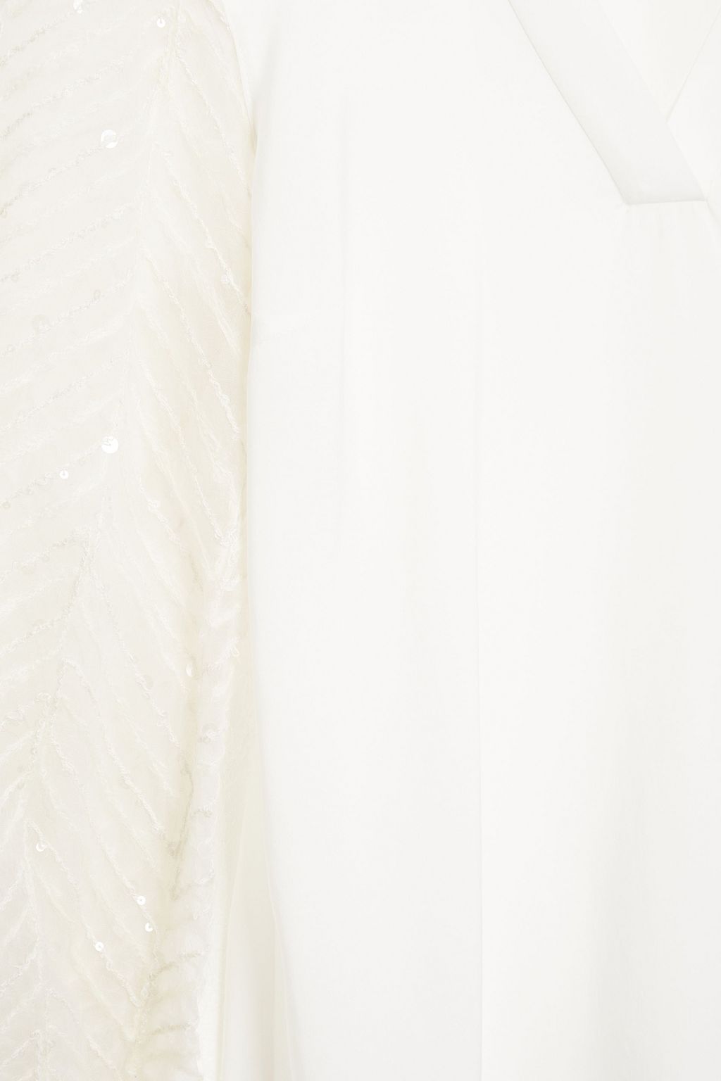 BRUNELLO CUCINELLI Chiffon-paneled silk-blend crepe de chine blouse