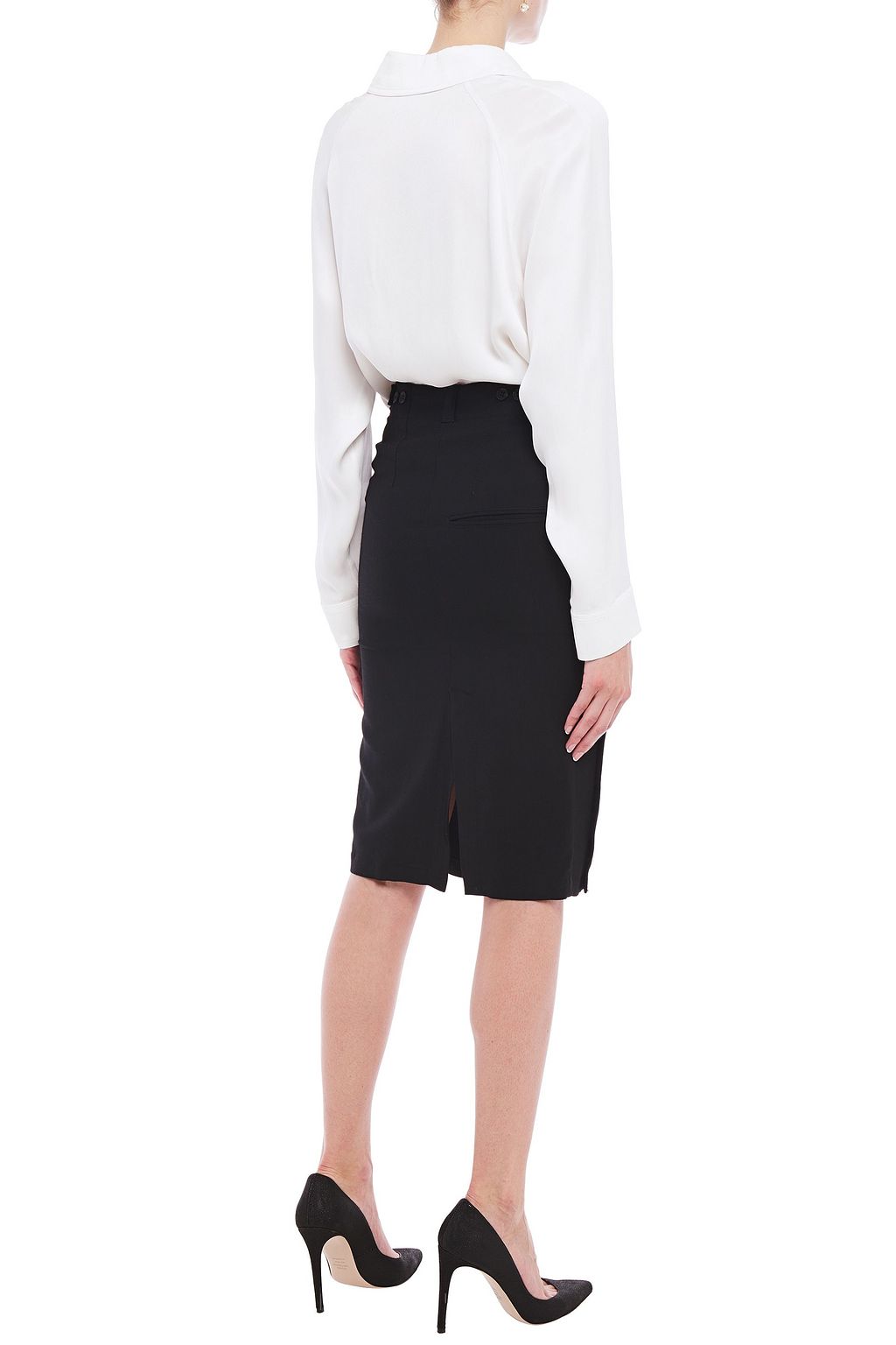 ANN DEMEULEMEESTER Button-detailed twill pencil skirt