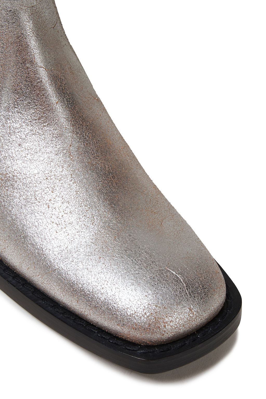 ANN DEMEULEMEESTER メタリックブラッシュドレザー アンクルブーツ
