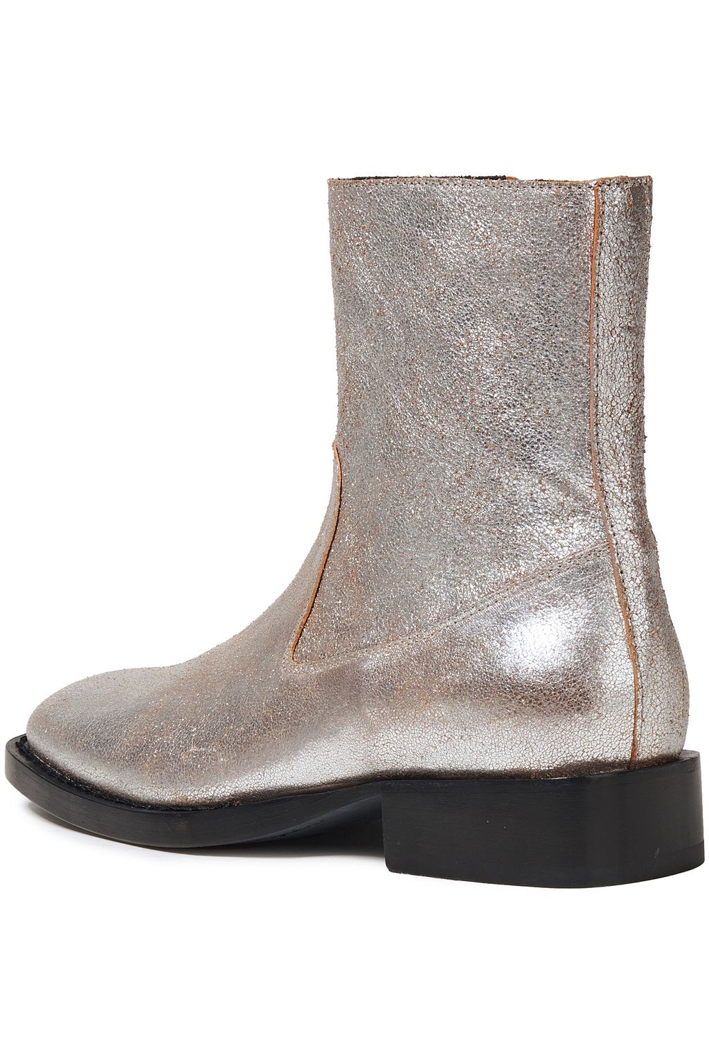 ANN DEMEULEMEESTER メタリックブラッシュドレザー アンクルブーツ