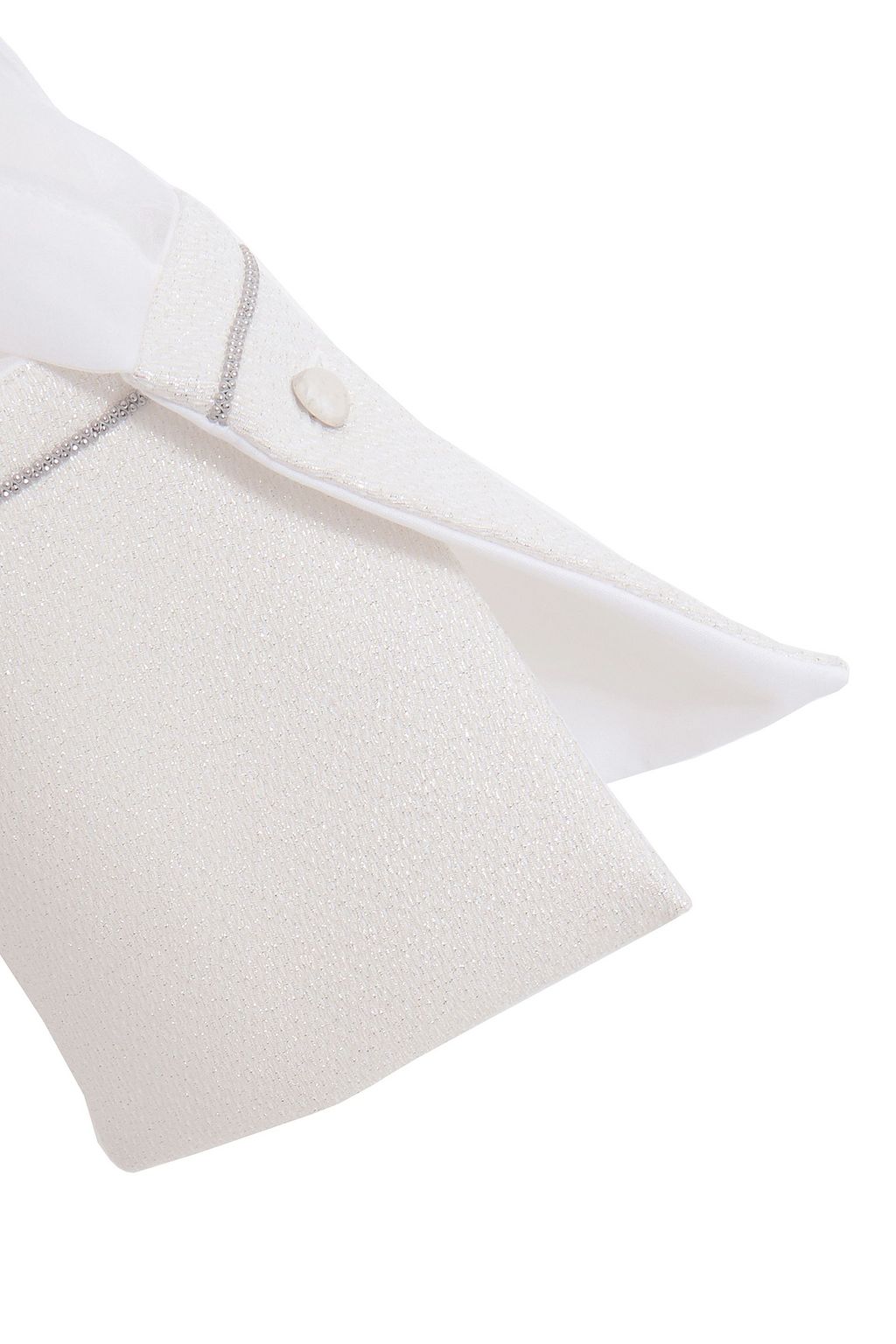 BRUNELLO CUCINELLI Bead-embellished metallic woven-trimmed silk-georgette shirt