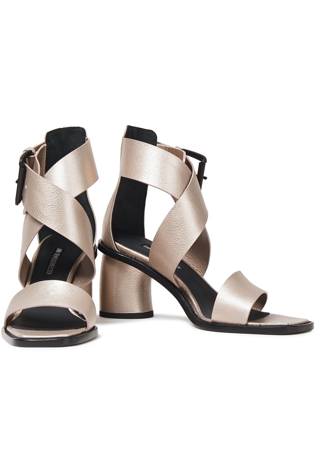 ANN DEMEULEMEESTER Metallic pebbled-leather sandals
