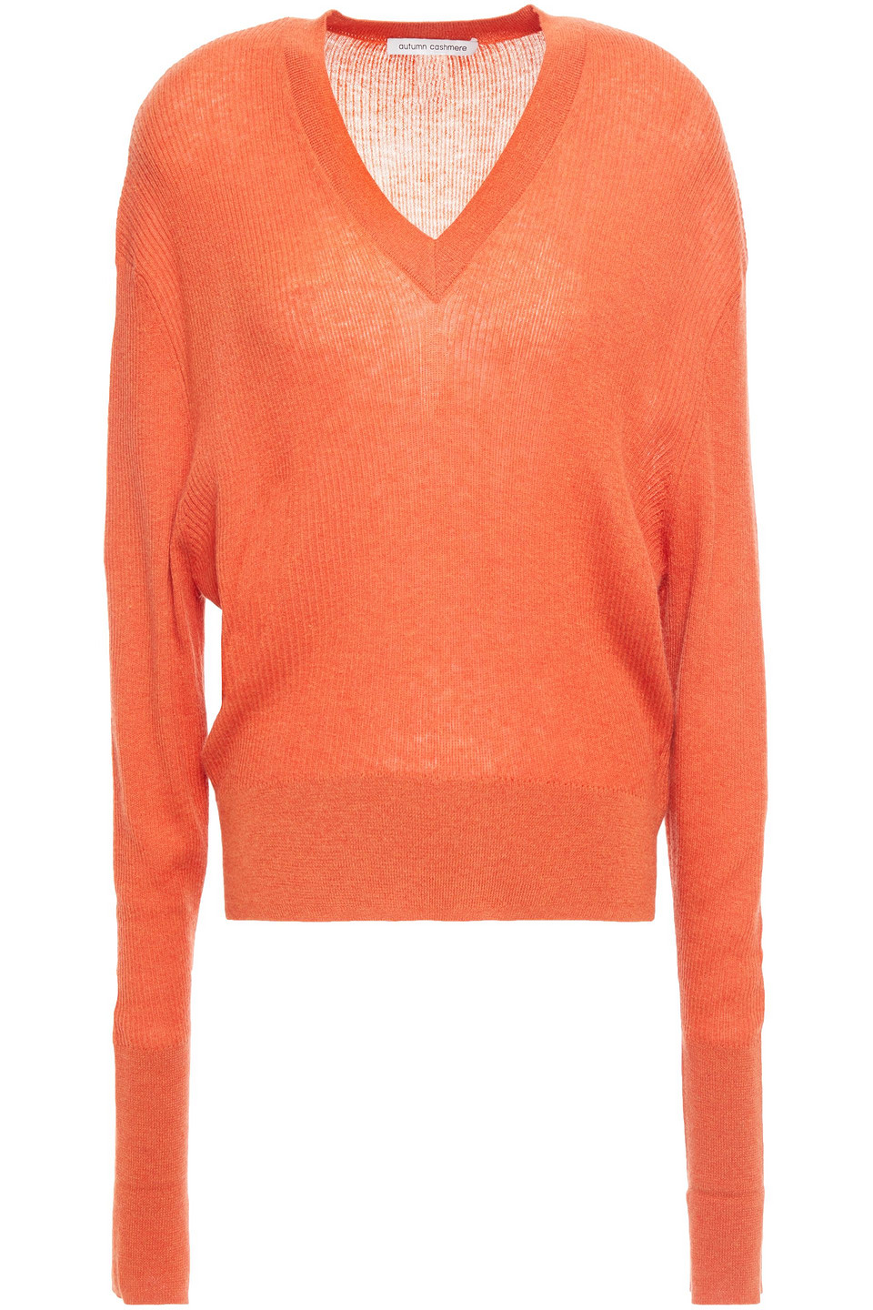 Autumn Cashmere Woman Ribbed Cashmere Sweater Orange Size XS