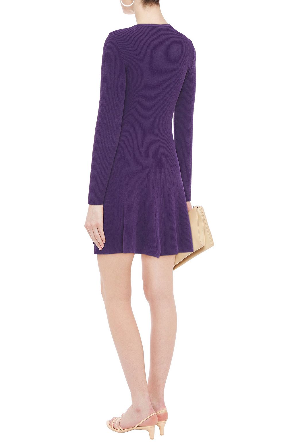 AUTUMN CASHMERE Fluted ribbed-knit mini dress