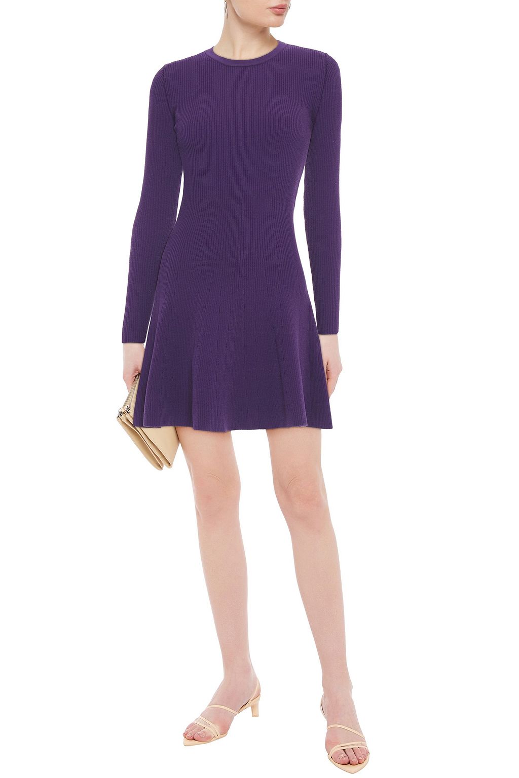 AUTUMN CASHMERE Fluted ribbed-knit mini dress