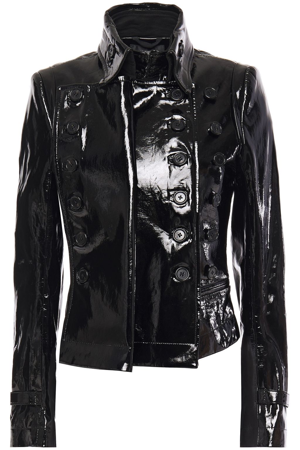 ANN DEMEULEMEESTER Layered patent-leather jacket | THE OUTNET