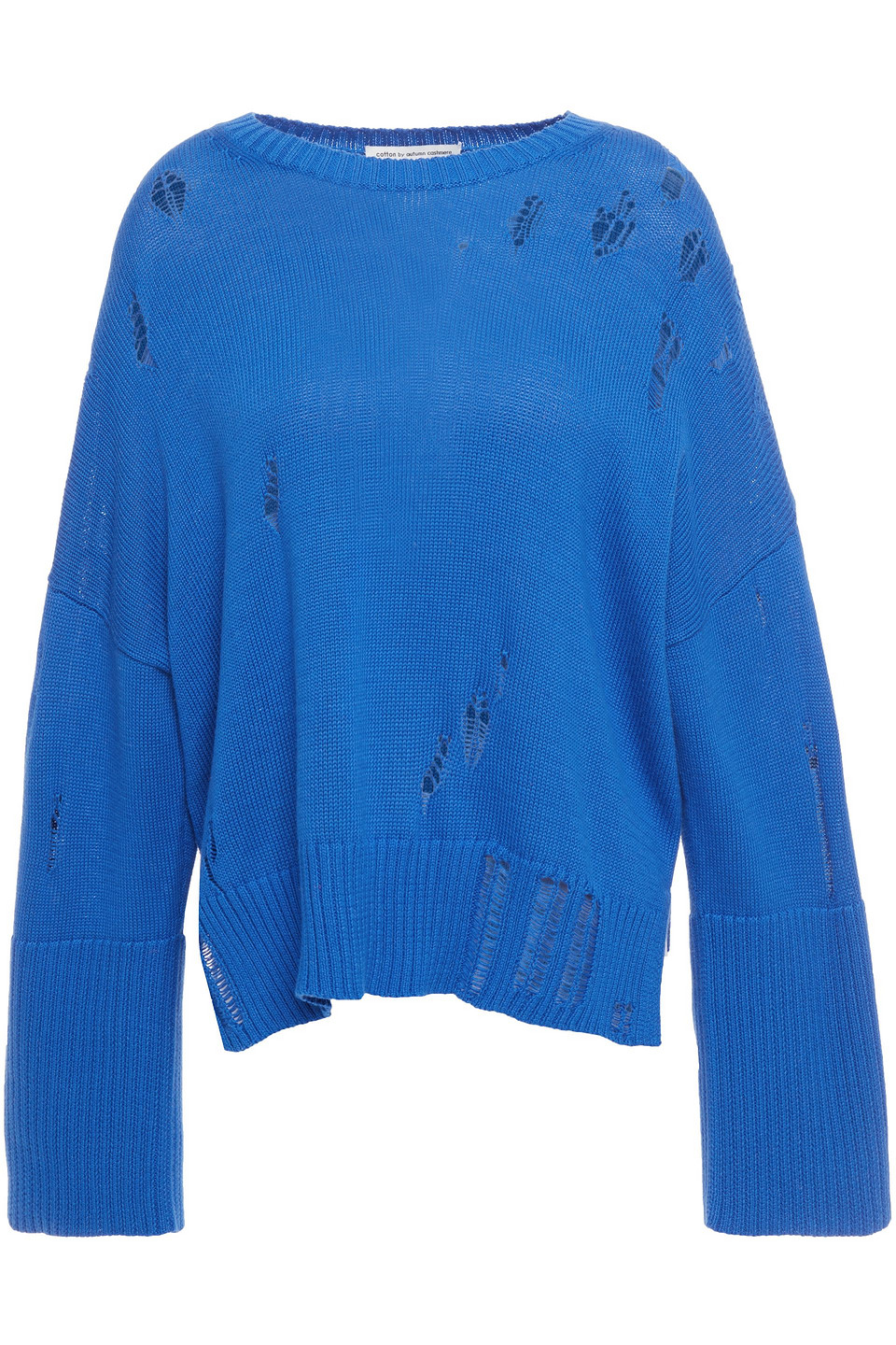 Cotton By Autumn Cashmere Woman Distressed Cotton Sweater Royal Blue Size XS
