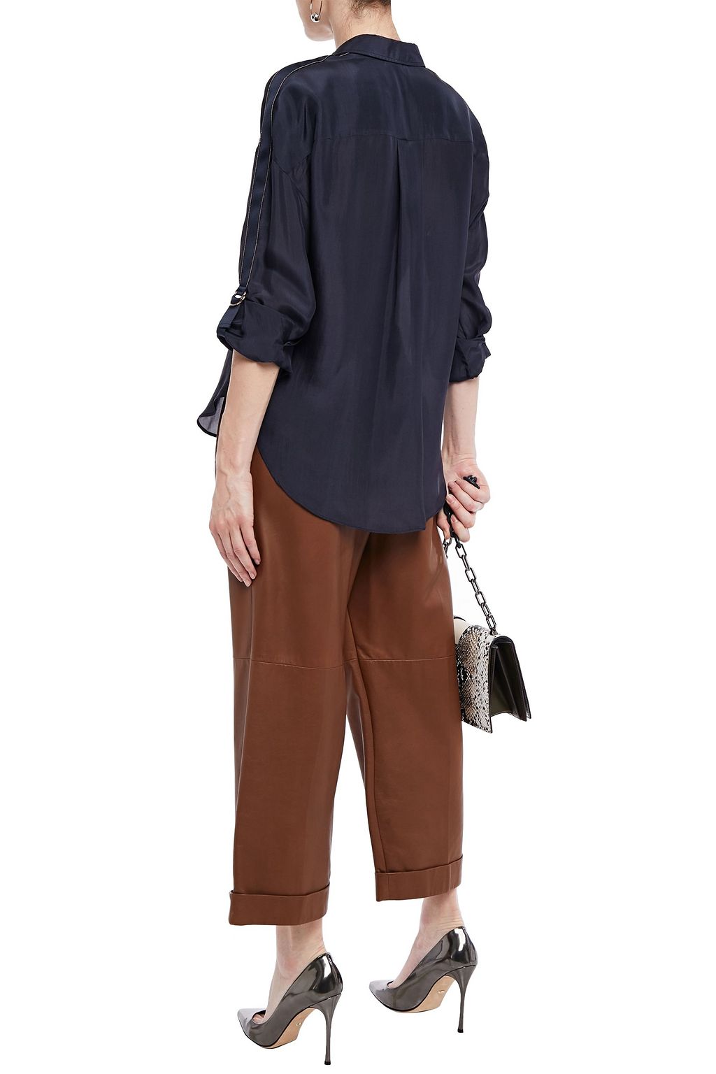 BRUNELLO CUCINELLI Bead-embellished silk-voile shirt