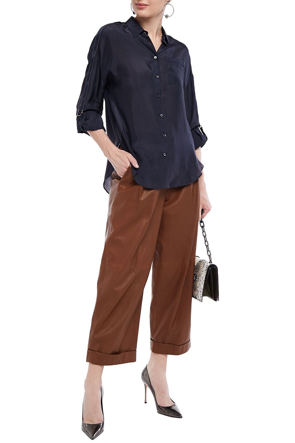 BRUNELLO CUCINELLI Bead-embellished silk-voile shirt