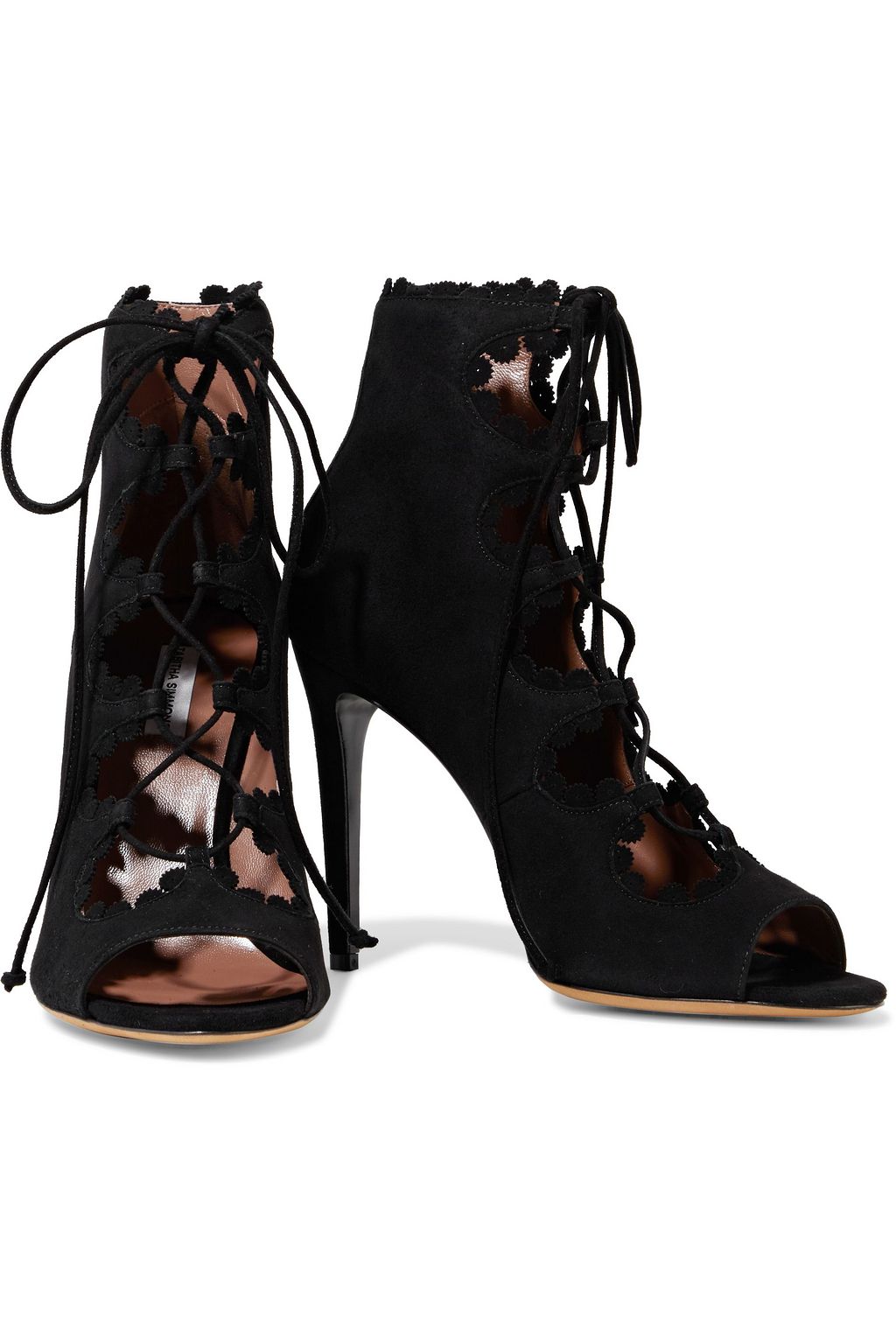 TABITHA SIMMONS Farraday lace-up scalloped suede ankle boots