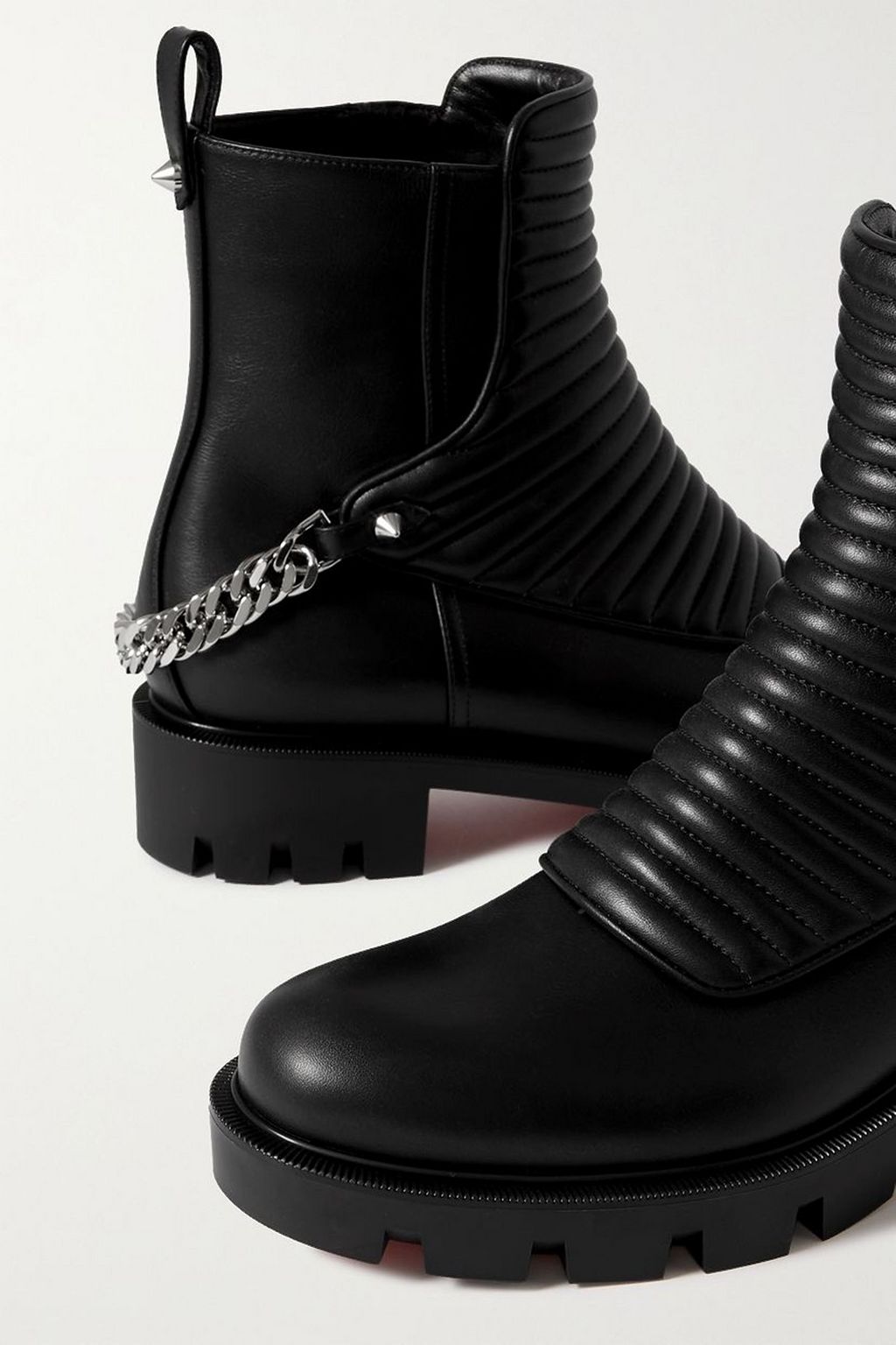 CHRISTIAN LOUBOUTIN Maddic Max chain-embellished quilted leather ankle boots