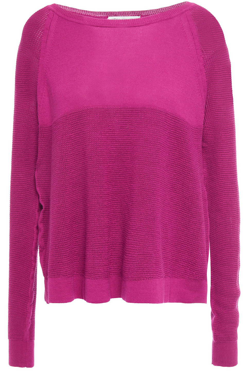 Cotton By Autumn Cashmere Woman Waffle Knit-paneled Cotton Sweater Magenta Size S