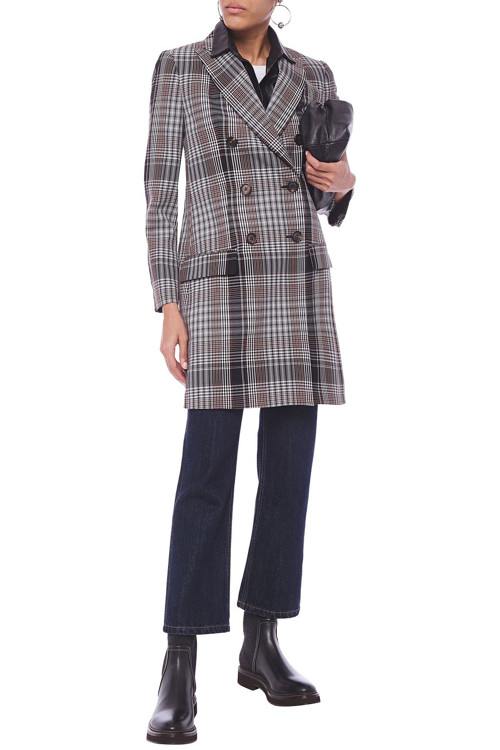 BRUNELLO CUCINELLI Double-breasted checked wool coat