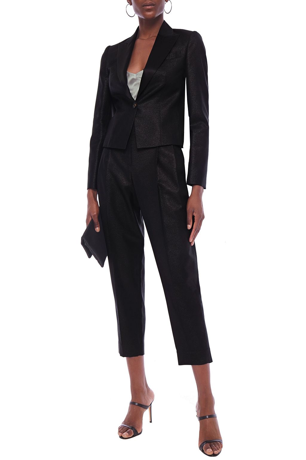 BRUNELLO CUCINELLI Cropped metallic wool-blend twill tapered pants