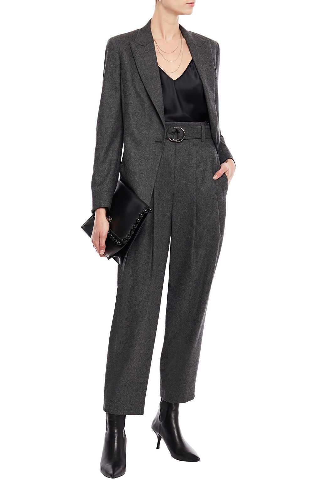 BRUNELLO CUCINELLI Belted pleated wool-blend twill tapered pants