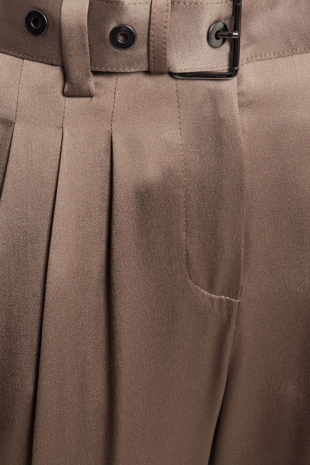 BRUNELLO CUCINELLI Cropped pleated satin-crepe tapered pants