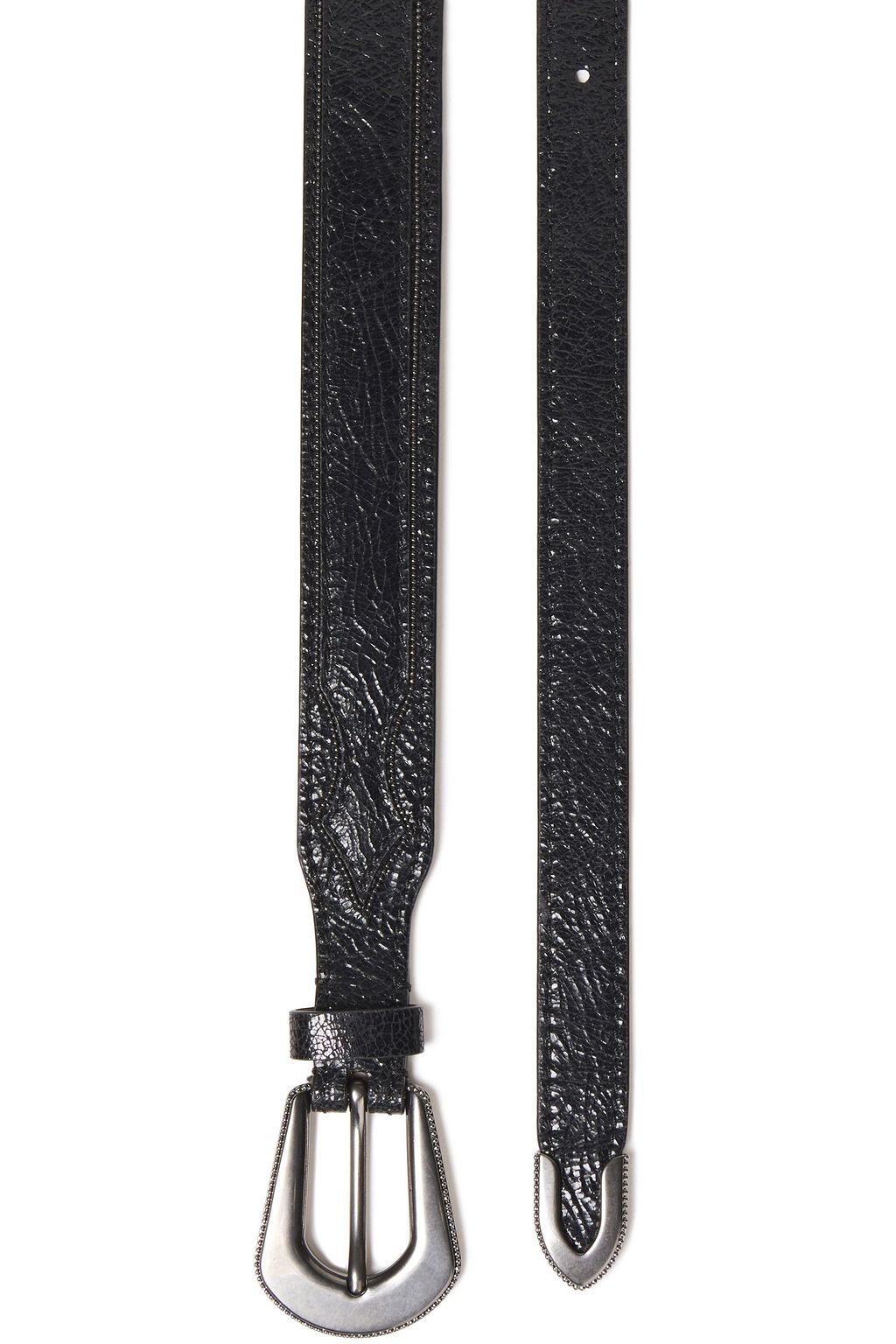 BRUNELLO CUCINELLI Bead-embellished pebbled-leather belt