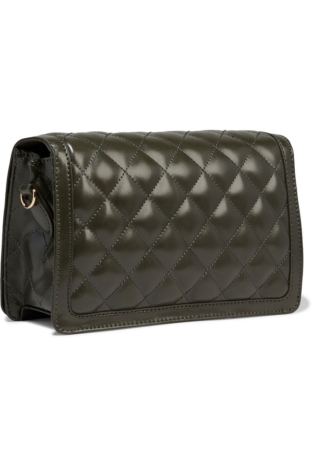 LOVE MOSCHINO Quilted faux glossed-leather shoulder bag