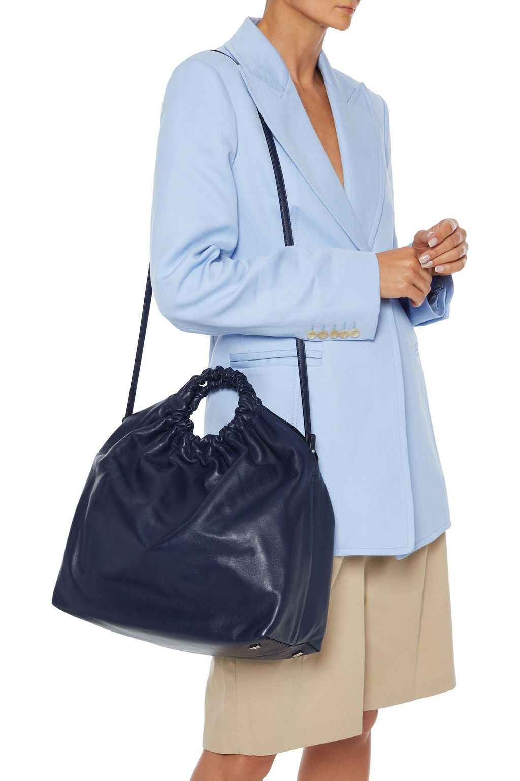 THE ROW Double Circle gathered leather tote