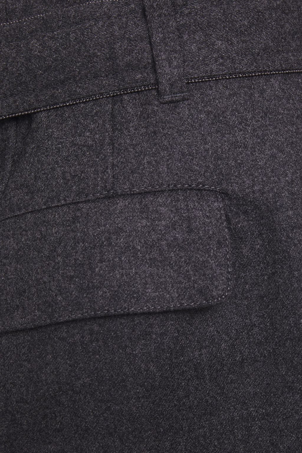 BRUNELLO CUCINELLI Bead-embellished belted wool-blend felt mini skirt