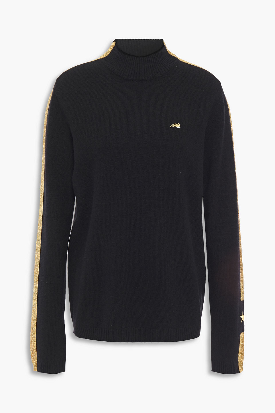 Bella Freud Metallic striped cashmere-blend turtleneck sweater