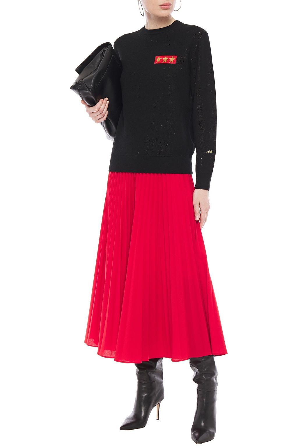 BELLA FREUD Metallic jacquard-knit wool-blend sweater