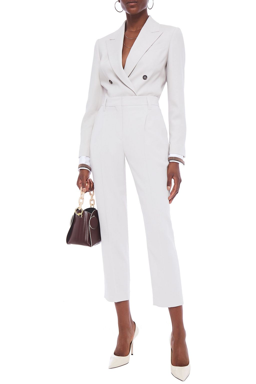 BRUNELLO CUCINELLI Cropped wool-blend twill tapered pants