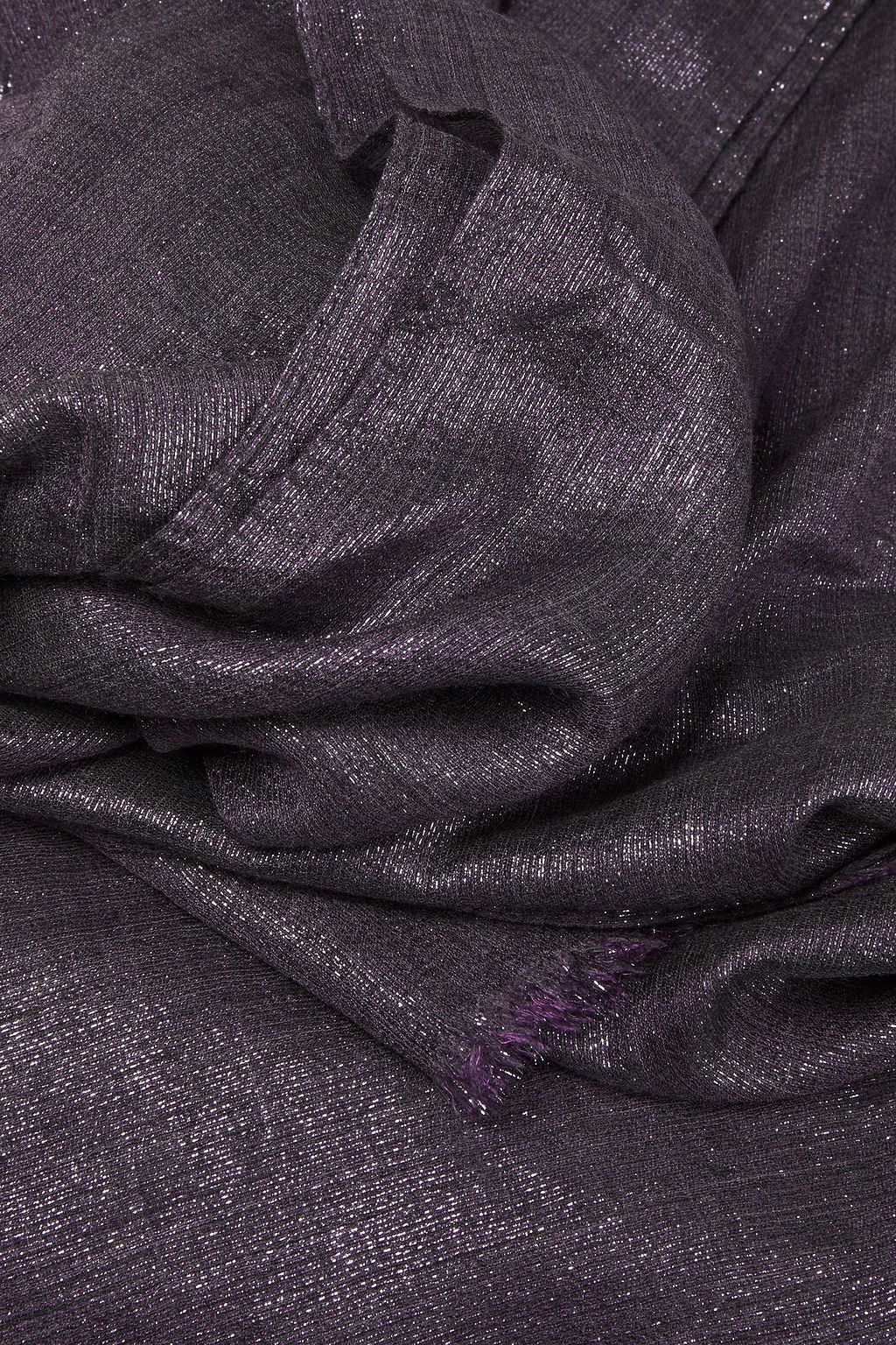 BRUNELLO CUCINELLI Frayed metallic cashmere-blend scarf