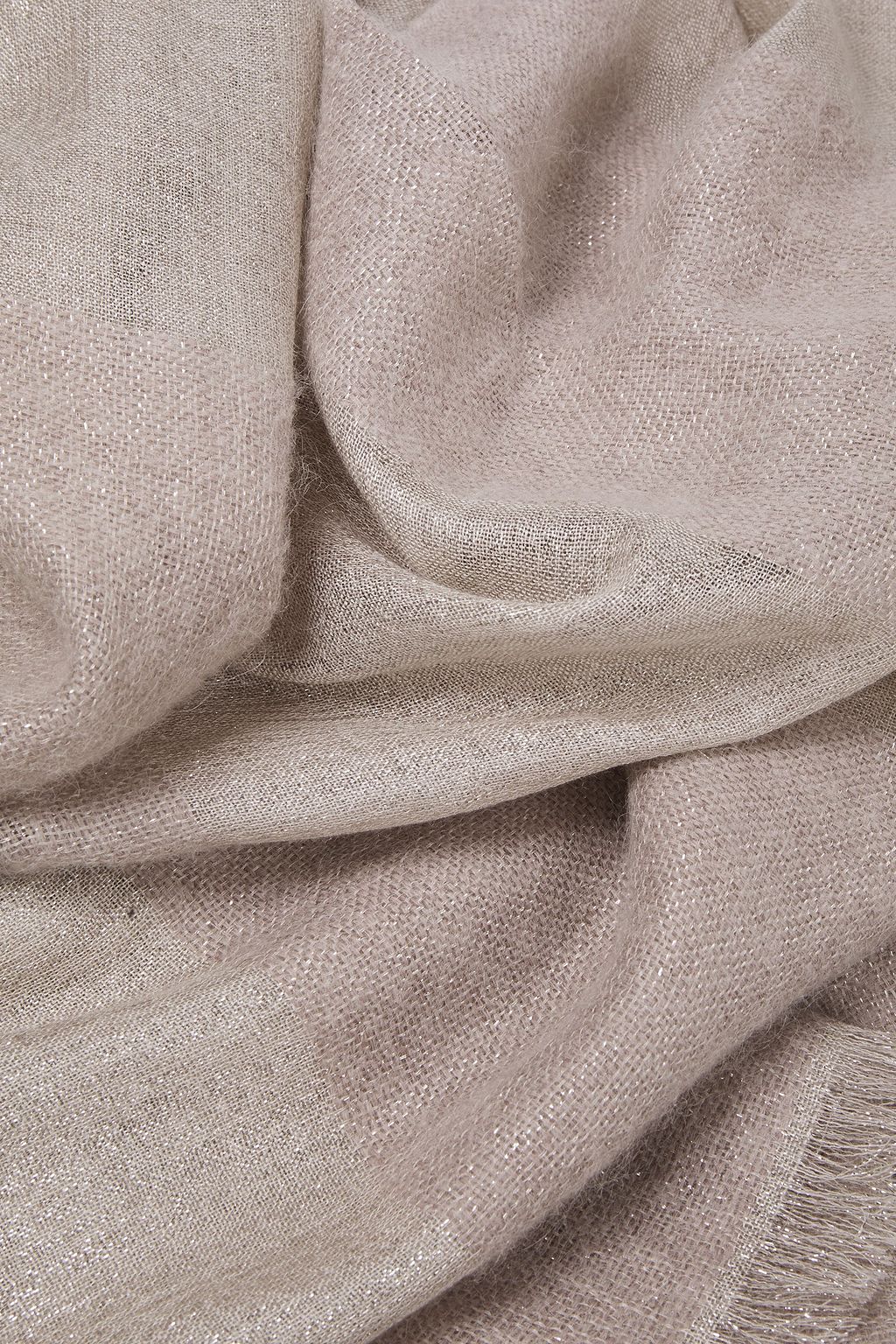 BRUNELLO CUCINELLI Frayed metallic striped gauze scarf