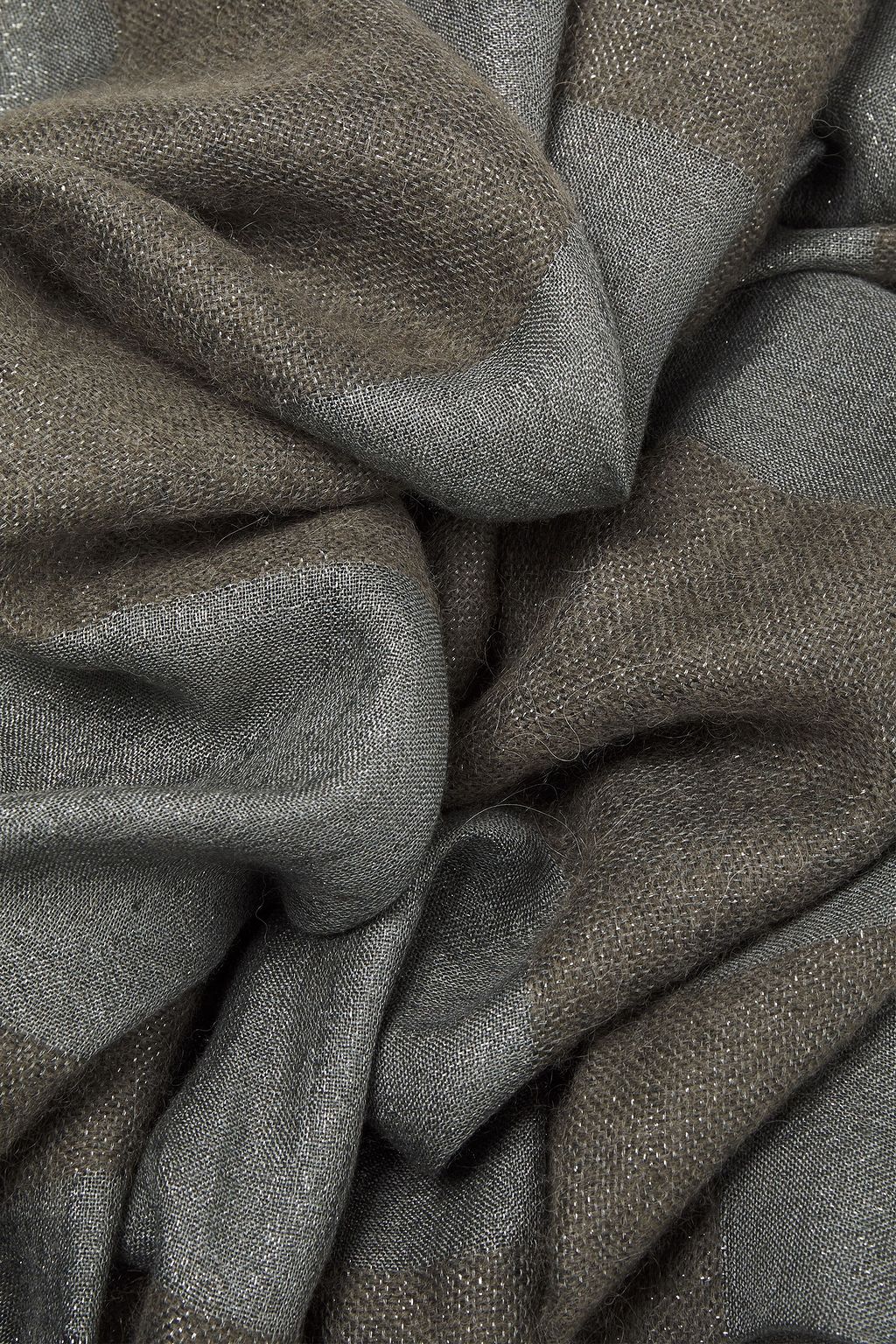 BRUNELLO CUCINELLI Frayed metallic striped gauze scarf
