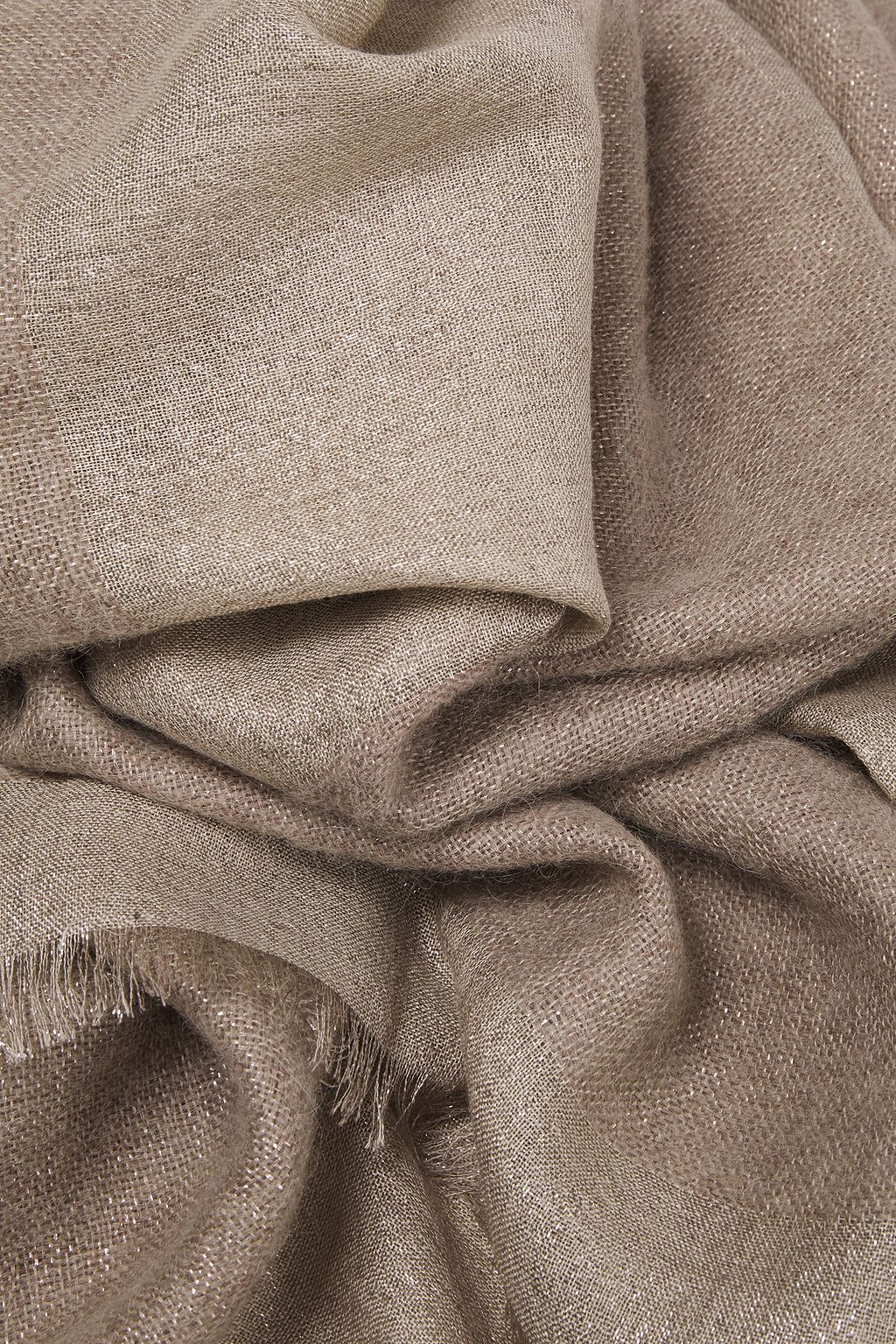 BRUNELLO CUCINELLI Frayed metallic striped gauze scarf
