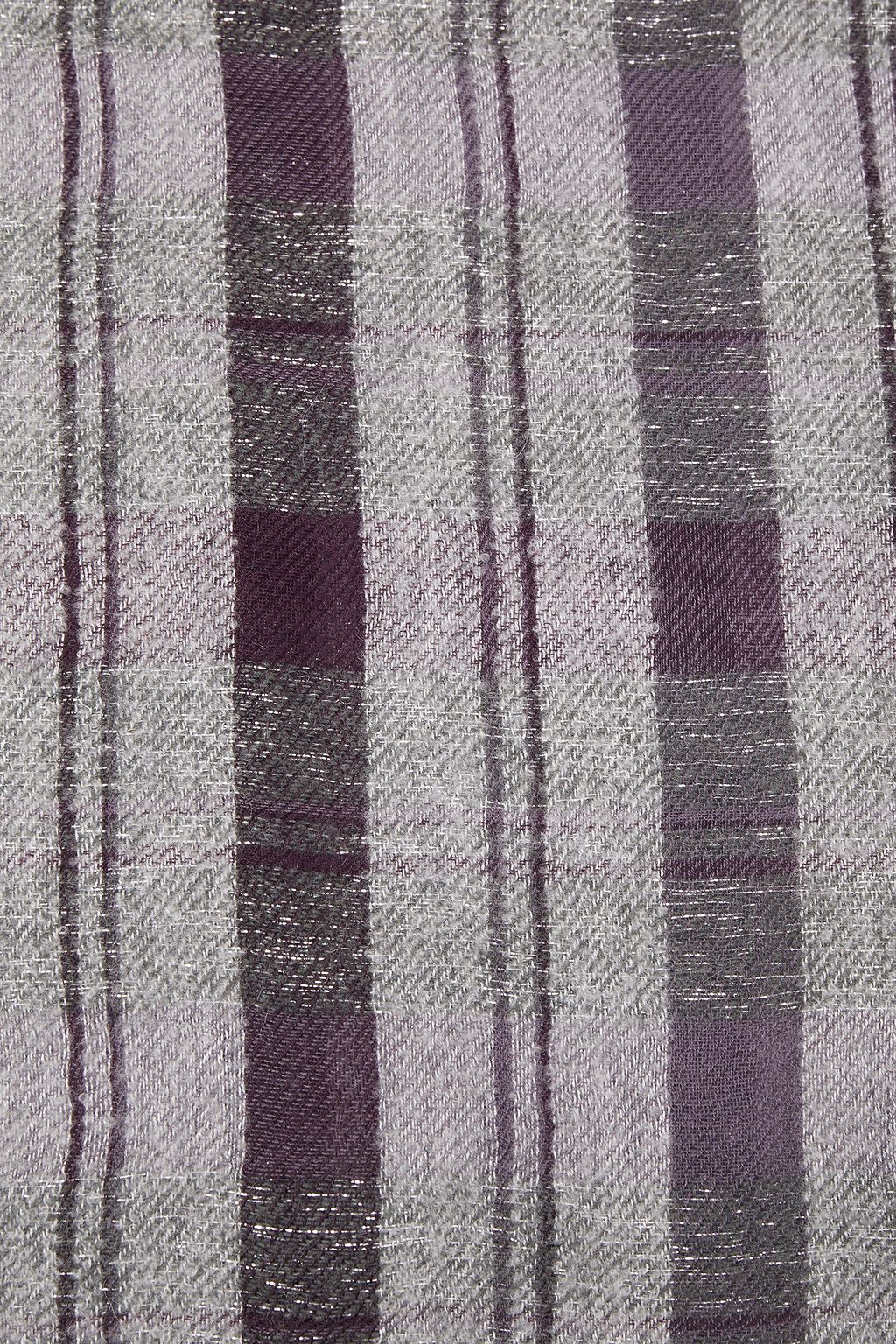 BRUNELLO CUCINELLI Fringed metallic checked cashmere-blend scarf
