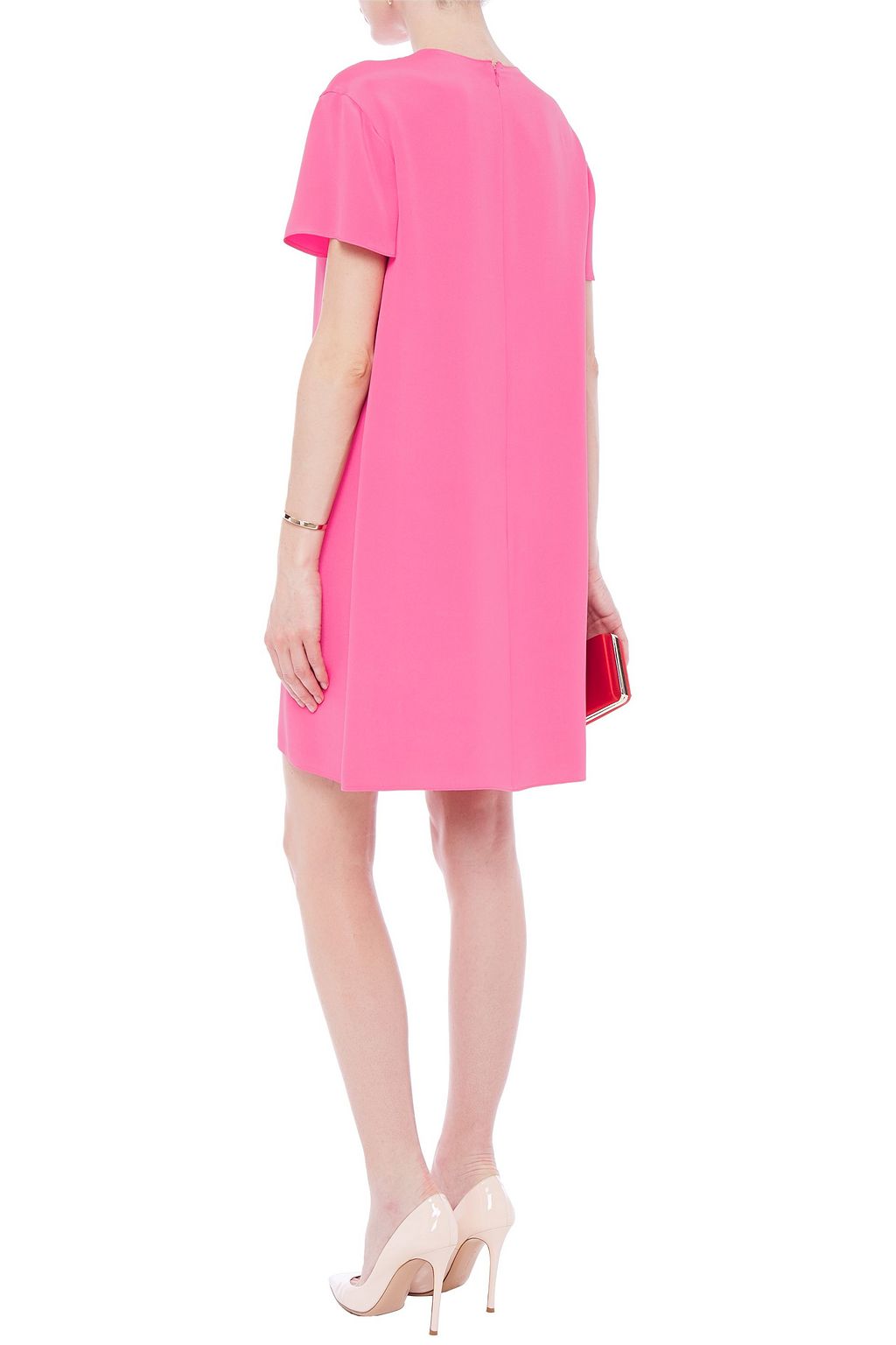 VALENTINO GARAVANI Pleated two-tone silk-twill mini dress