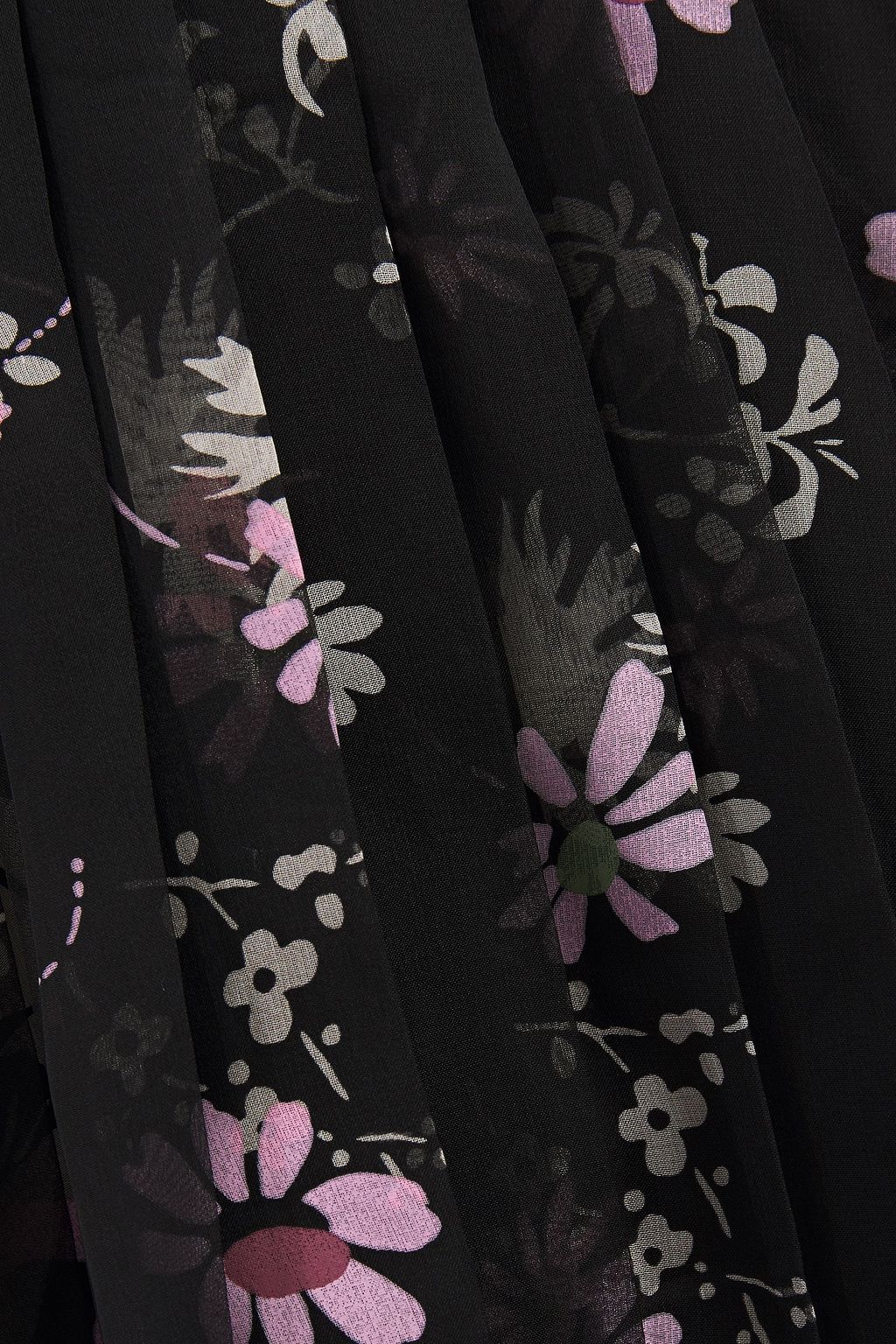 VALENTINO GARAVANI Layered floral-print silk-chiffon and Chantilly lace dress