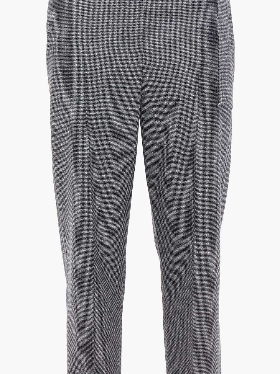 cropped belted houndstooth wool tapered pants