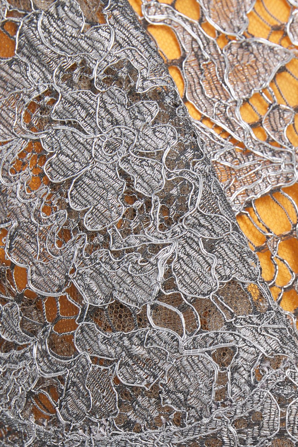 VALENTINO GARAVANI Ruffled metallic corded lace mini dress