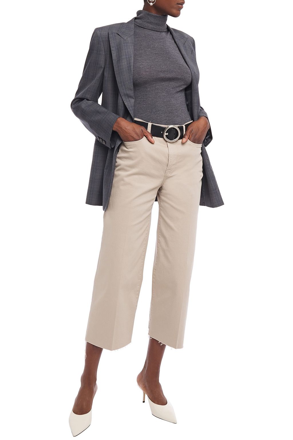 BRUNELLO CUCINELLI Cutout wool-blend jersey turtleneck top