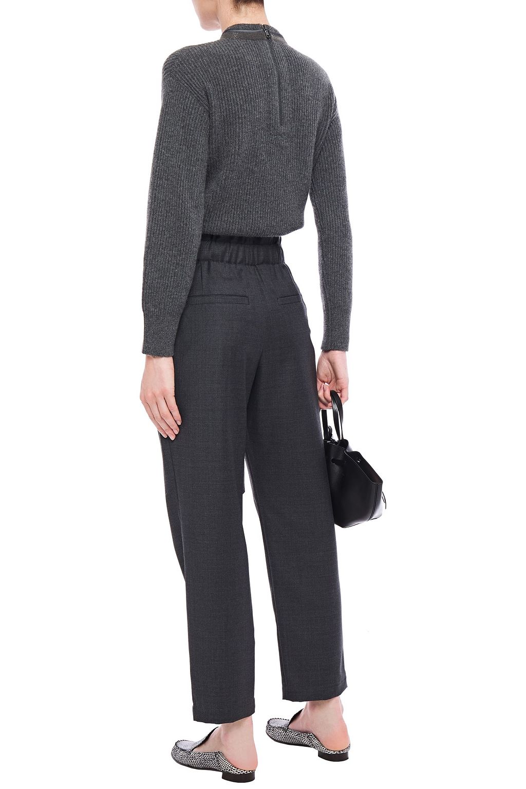 BRUNELLO CUCINELLI Belted pleated wool tapered pants