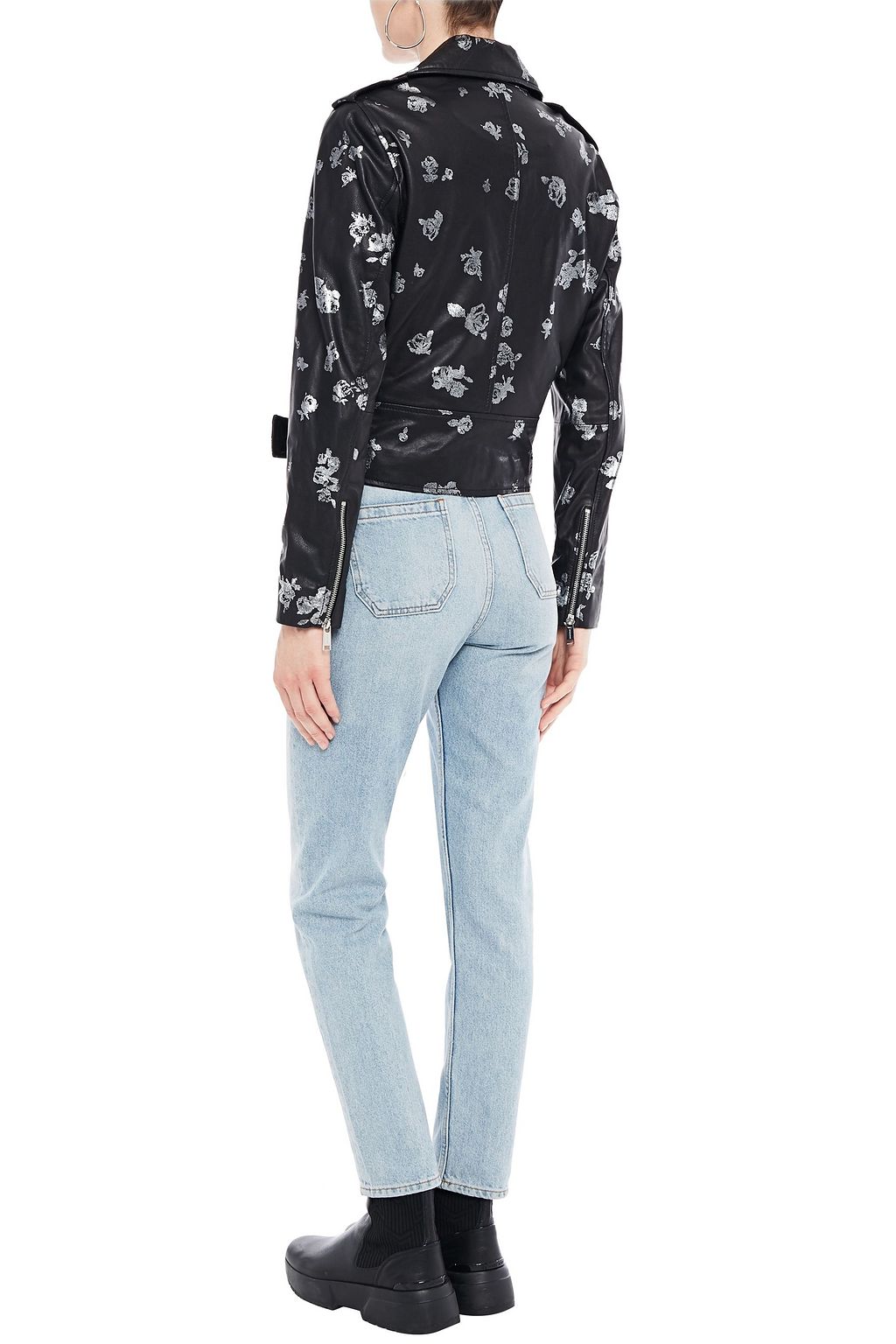 MICHAEL MICHAEL KORS Metallic floral-print leather biker jacket