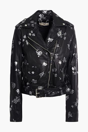 michael kors metallic leather moto jacket