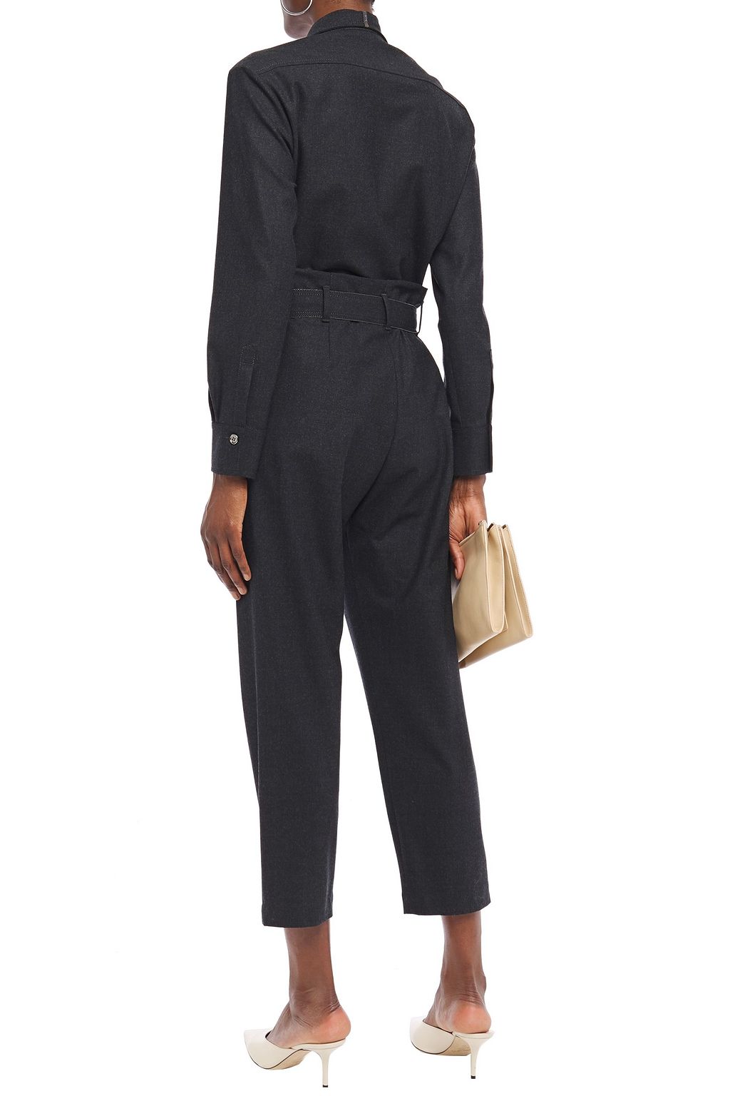 BRUNELLO CUCINELLI Cropped bead-embellished wool-blend jumpsuit