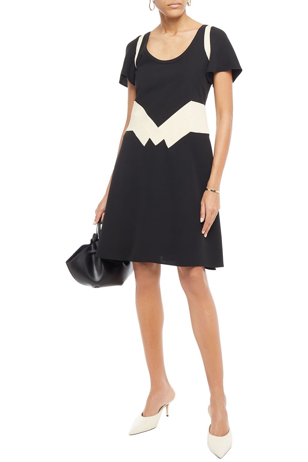 VALENTINO GARAVANI Zweifarbiges Kleid aus Seiden-Cady