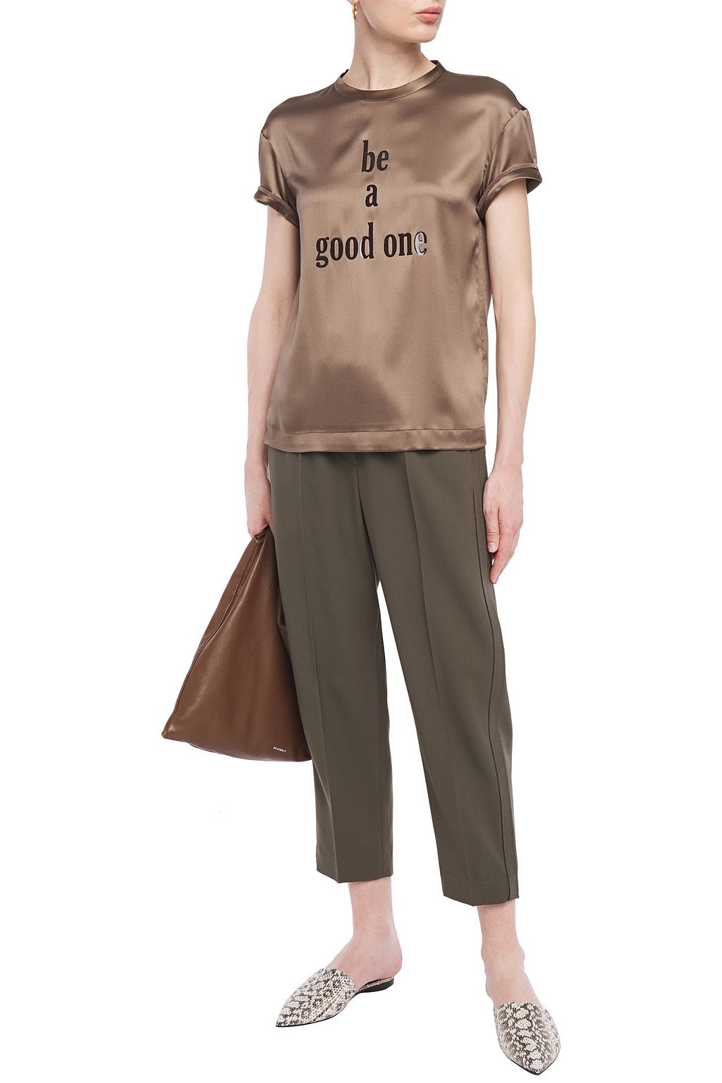 BRUNELLO CUCINELLI Embellished stretch-silk satin top