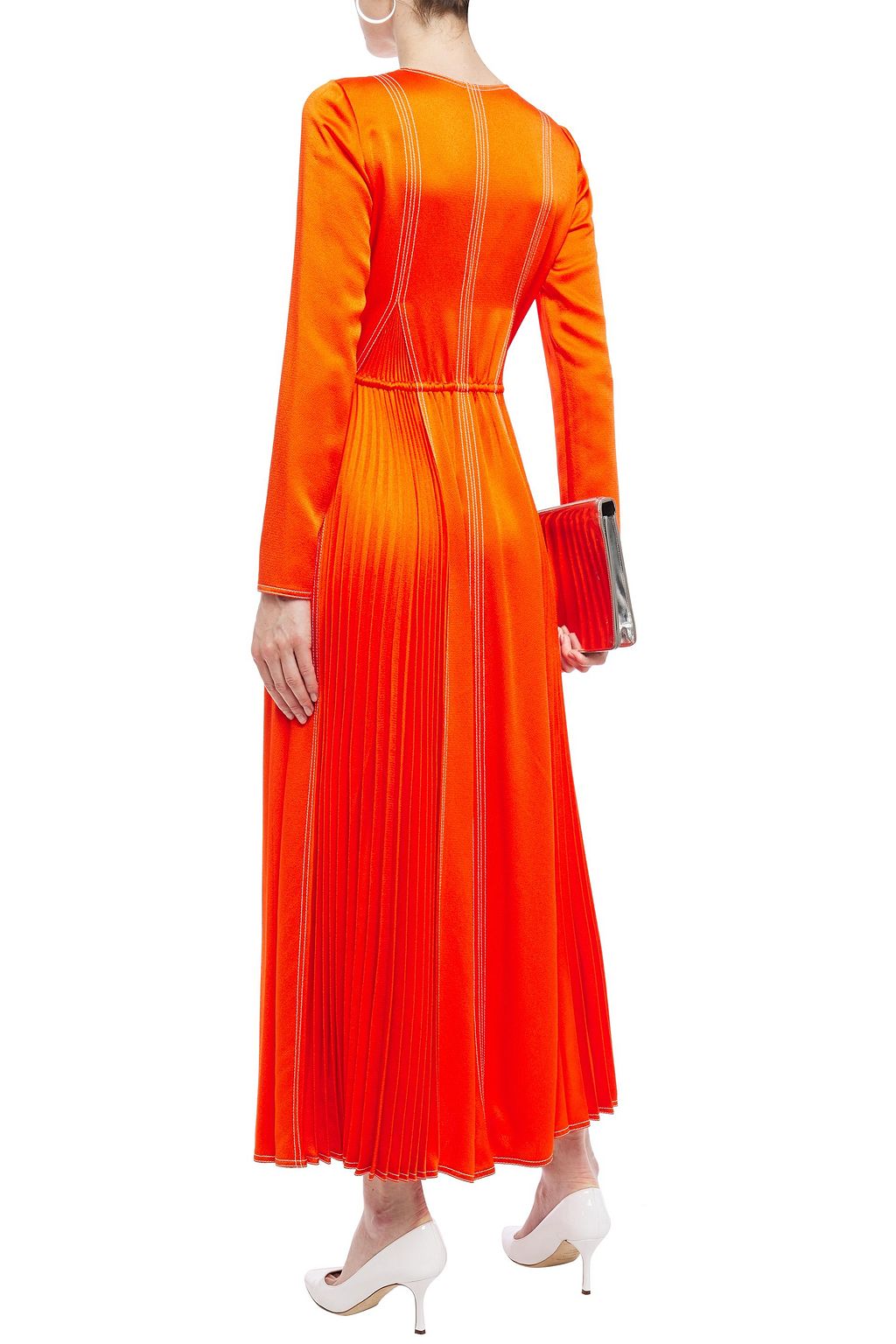 VALENTINO GARAVANI Pleated satin-crepe maxi dress