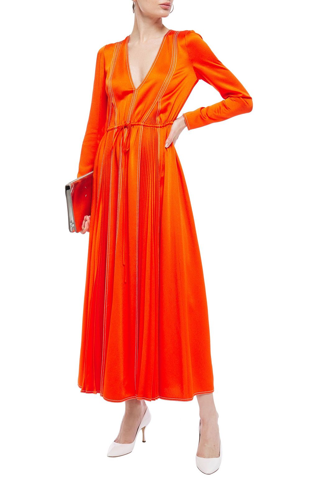 VALENTINO GARAVANI Pleated satin-crepe maxi dress