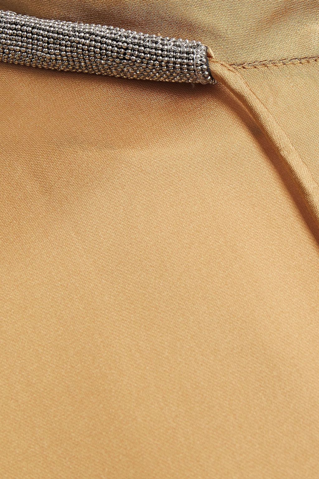 BRUNELLO CUCINELLI Bead-embellished silk-satin  blouse