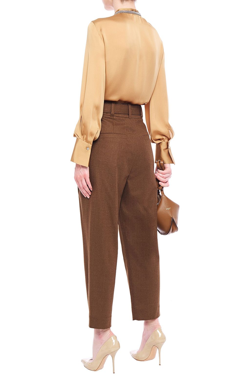 BRUNELLO CUCINELLI Bead-embellished silk-satin  blouse