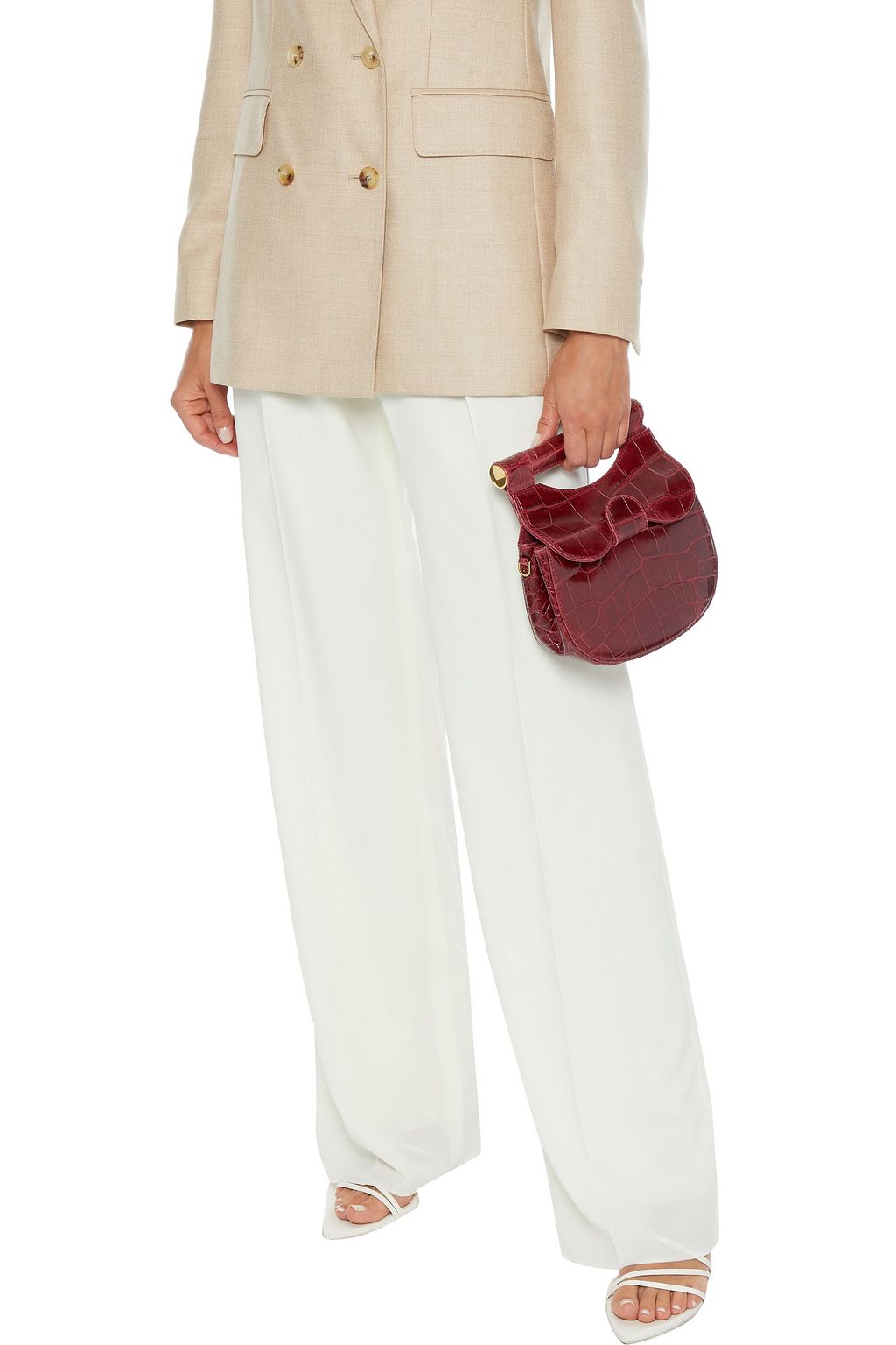 STAUD Madeline mini croc-effect leather shoulder bag